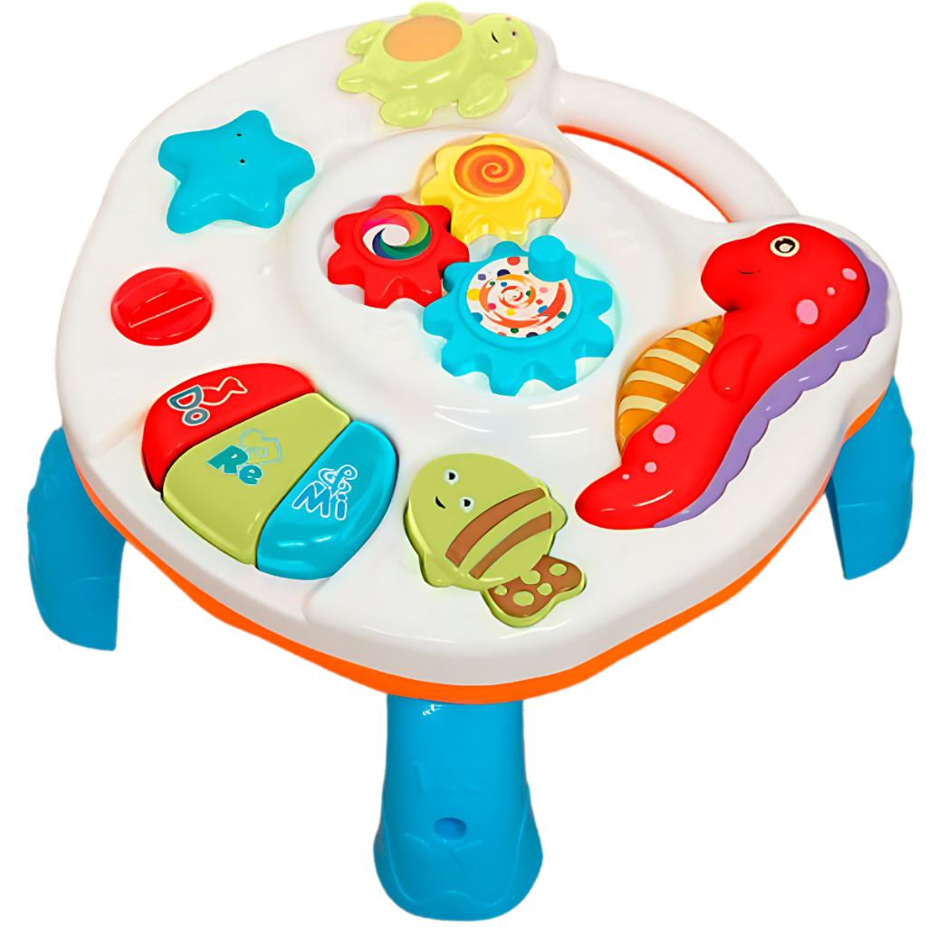 Mesinha Didática Infantil Luz Som Teclado Musical Atividades Brinquedo Bebês Mesa Desenvolvimento