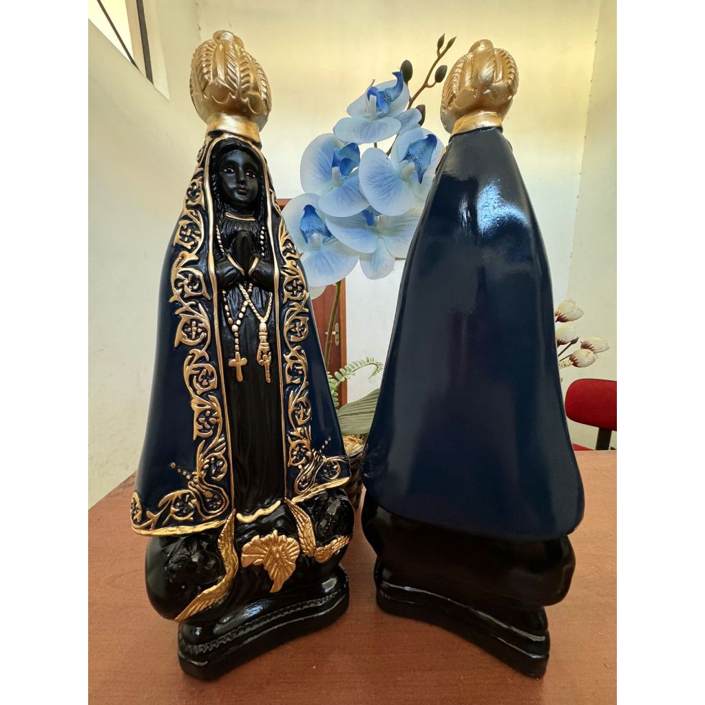 Imagem Nossa Senhora Aparecida 45cm Imagem de Nossa Senhora Aparecida tradicional com coroa fixa