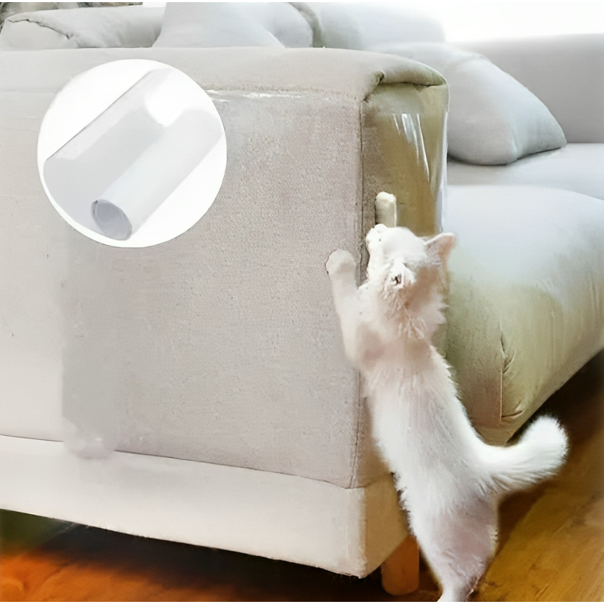 Anti-arranhador para gato transparente flexível Filme protetor discreto autocolante