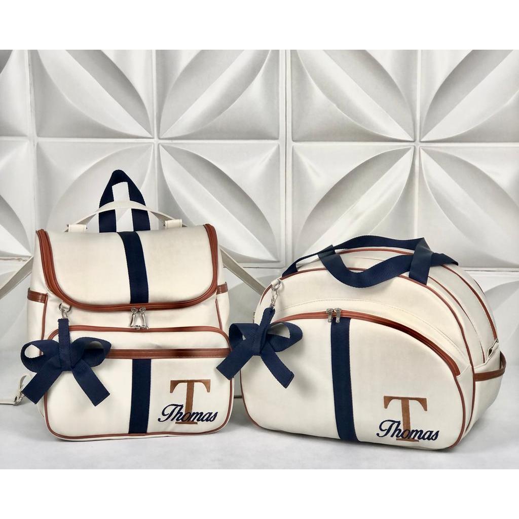 Bolsas Maternidade Mala Zíper Duplo Mochila 2/1 Personalizado Bordado Menino Menina Bebê Rebor