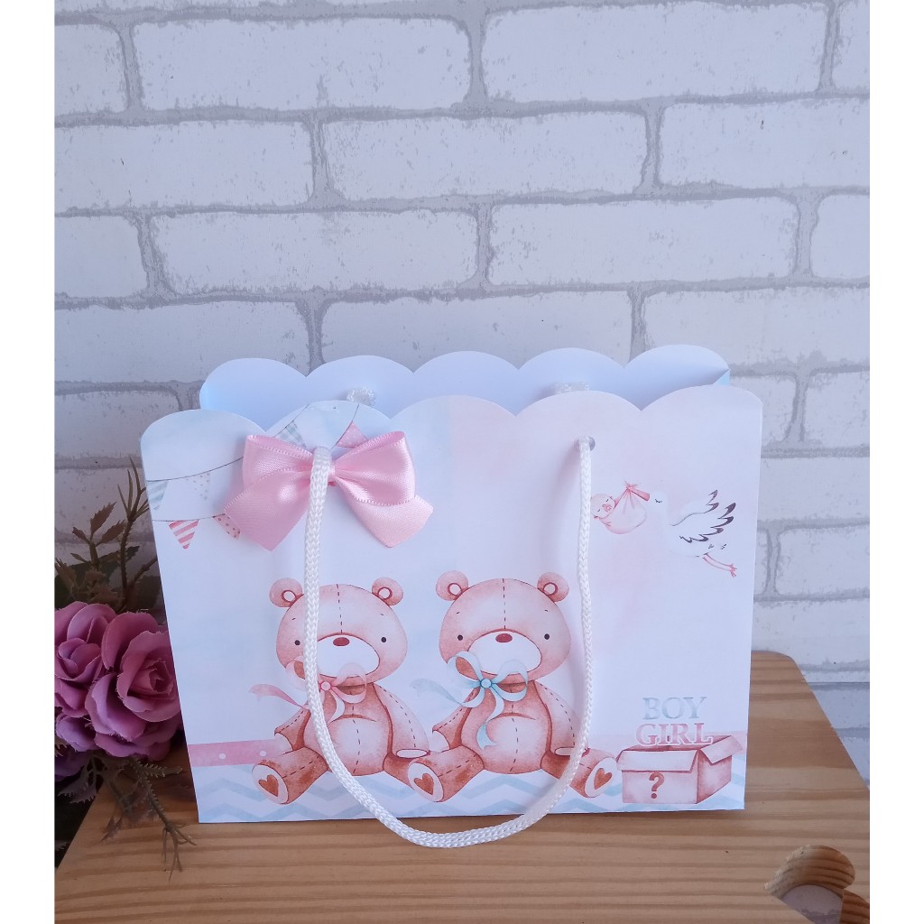 Sacolinha Personaliza Kit Festa Chá Revelação | Personalizados | Aniversários | Papelaria | caixinhas | Lembrancinhas