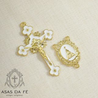5 Entremeios 5 Crucifixos Nossa Senhora Aparecida Resinado Dourado Para Terço Alta Qualidade em Oferta na Shopee