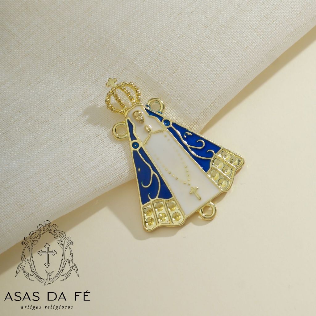 5 Entremeio NSa Aparecida Dourado C/ Manto Resinado Para Terço em Oferta na Shopee
