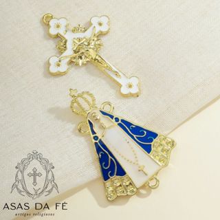 10 Crucifixo + 10 Entremeio NSa Aparecida Dourado C/ Manto Resinado Para Terço em Oferta na Shopee