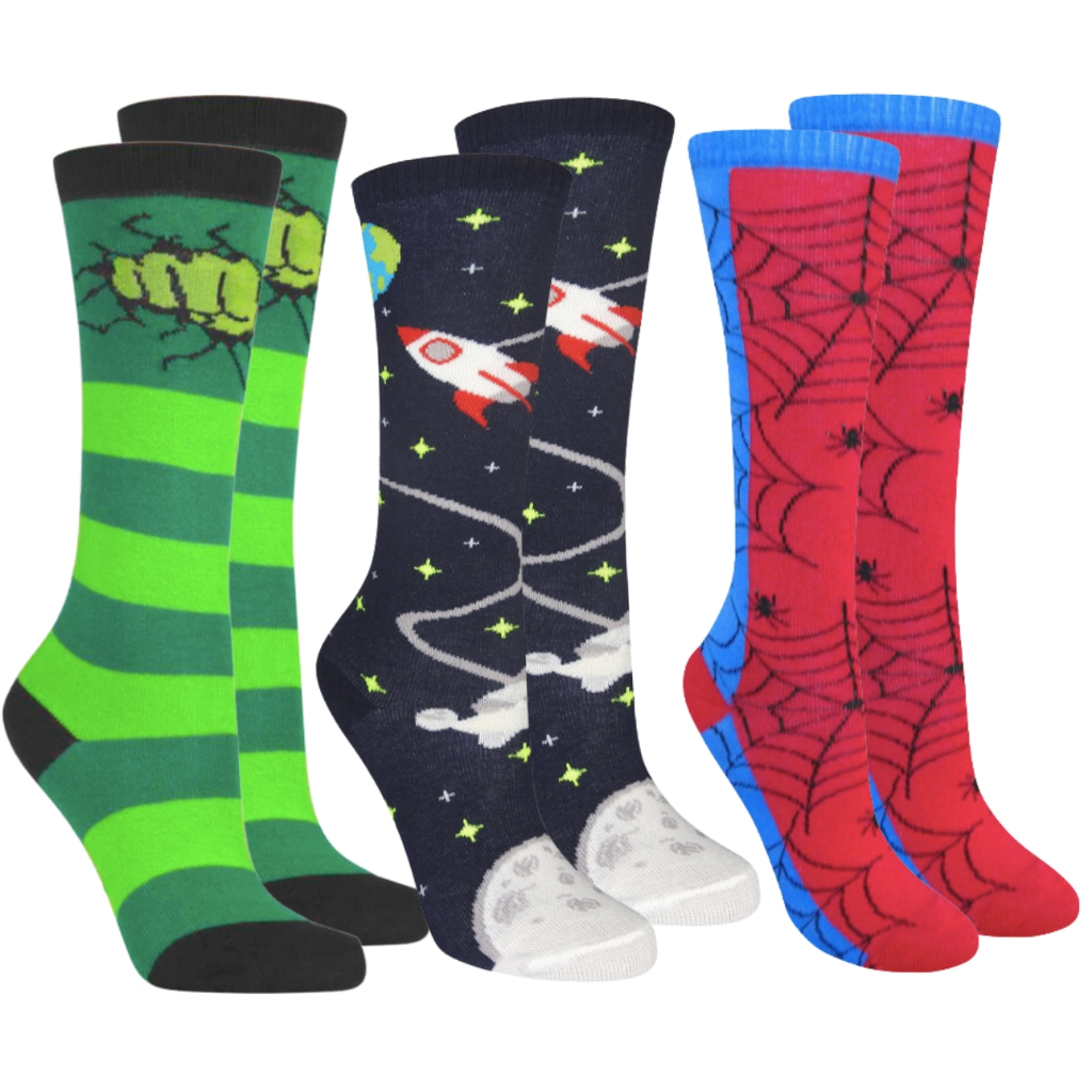 Kit 3X Pares Meia 3/4 Infantil Divertida Menino Menina
