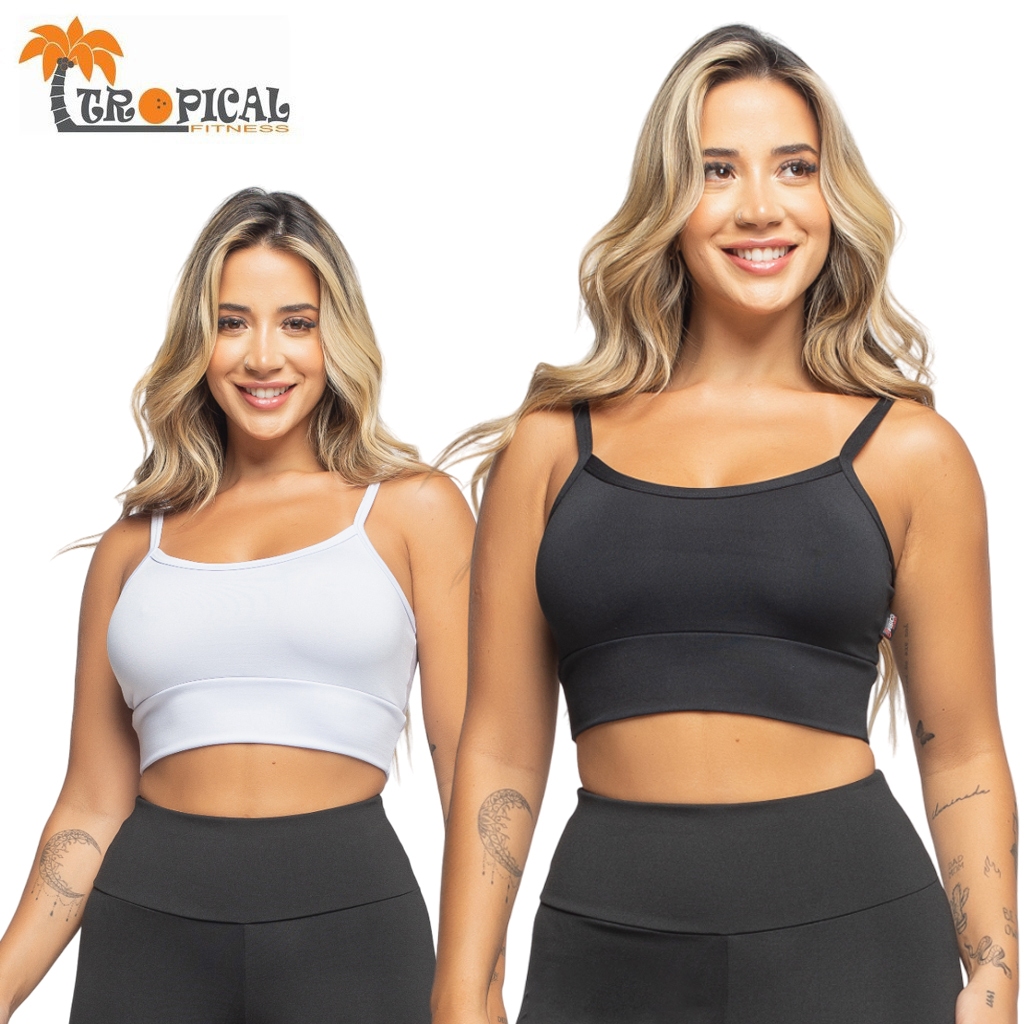 Kit de 2 Top Alcinha Fina Sem Bojo Fitness de Malha Romantc Esportivo Academia dia a dia Feminino