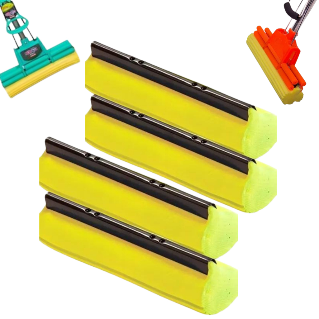Kit 4 Mop Refil Rodo Magico Limpeza Esfregao Ultilidade Casa Macia Esponja extra Absorvente 28 Cm