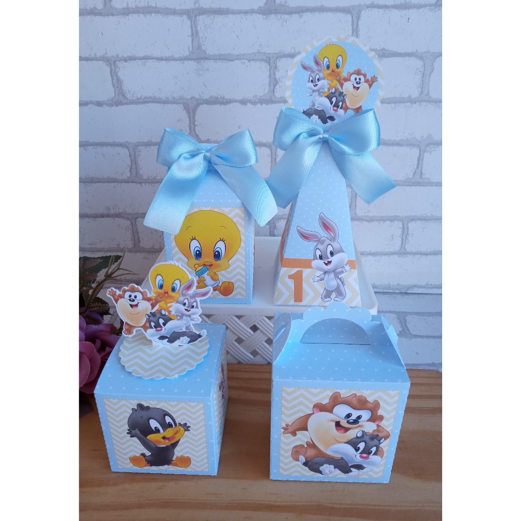 Kit Festa Baby Looney Tunes | Personalizados | Aniversários | Papelaria Personalizada | caixinhas | Lembrancinhas