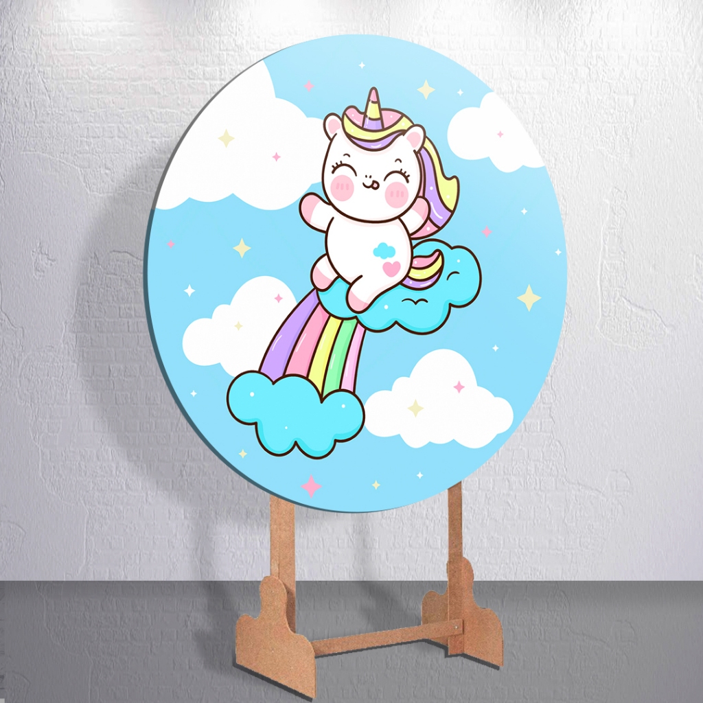 Capa De Painel De Festa Unicórnio Nuvem Capa Cilindro P M G Sublimado Decoração Evento