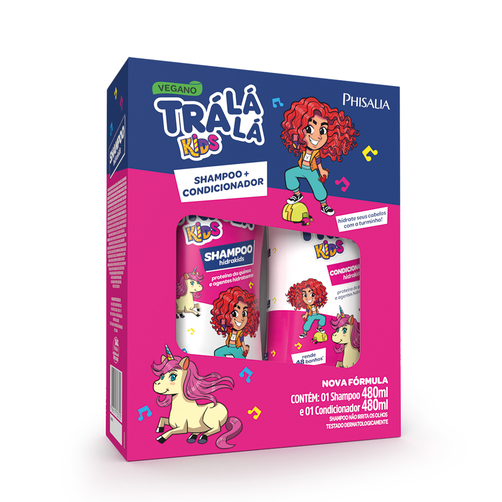 Kit Shampoo (480ml) + Condicionador (480ml) Trá Lá Lá Kids - HidraKids