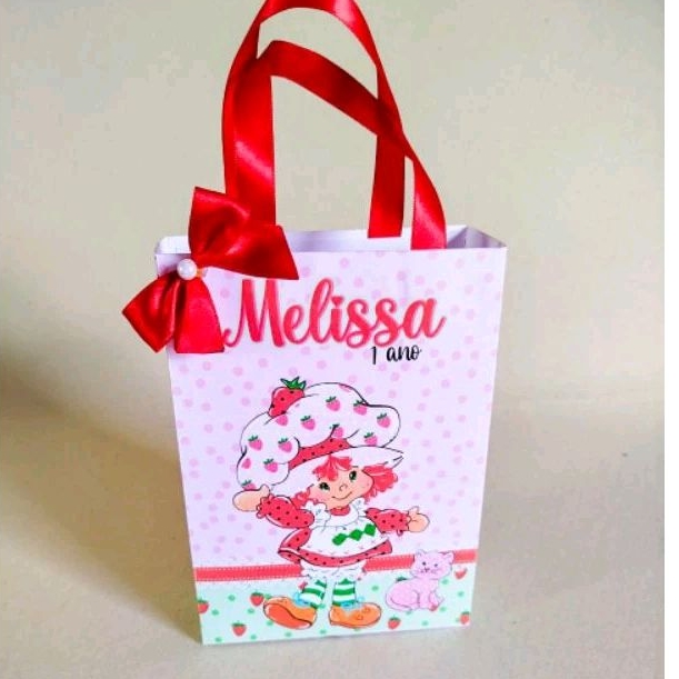 Sacolinha Personalizada Moranguinho | Festa Infantil  |  Lembrancinha  |  Aniversário