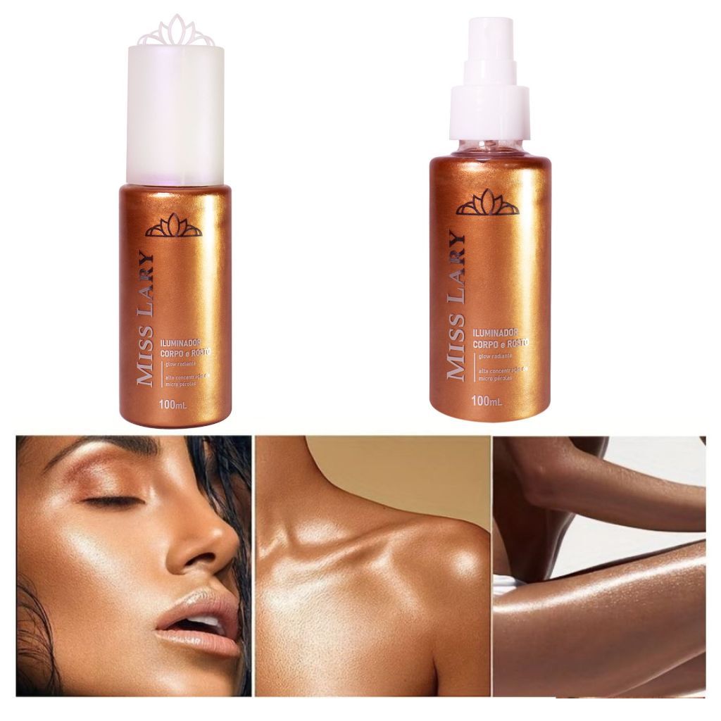 Spray Iluminador Corpo e Rosto - Miss Lary em Oferta na Shopee