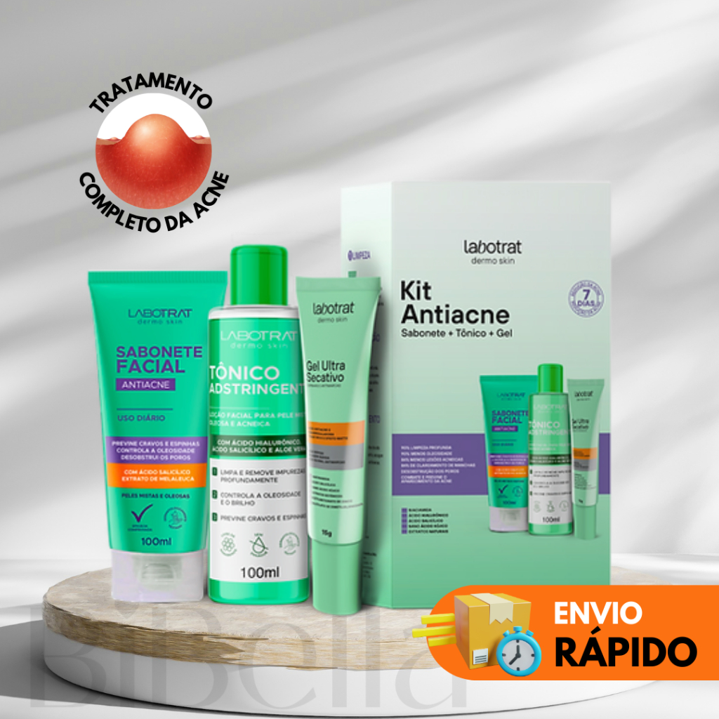 Kit Antiacne Labotrat - Sabonete - Tônico - Gel Secativo - Tratamento para acne completo