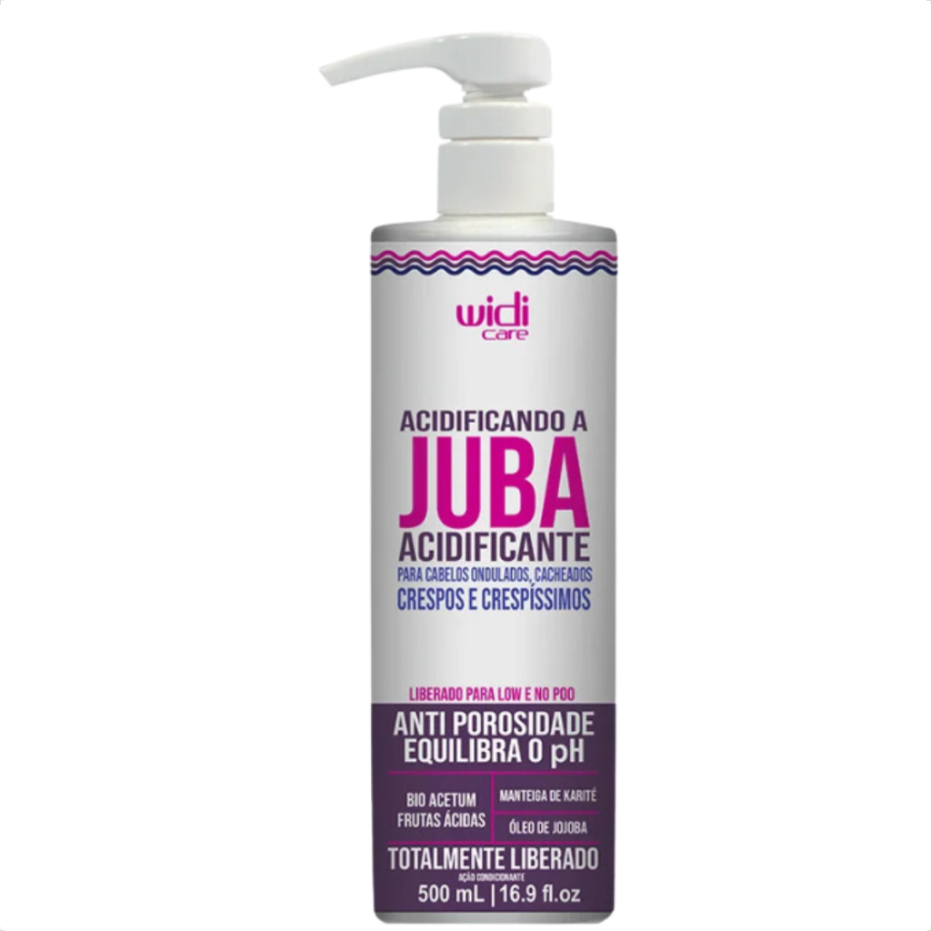 Acidificando a Juba Acidificante Cacheados, Ondulados, Crespos Antiporosidade 500ml Widi Care