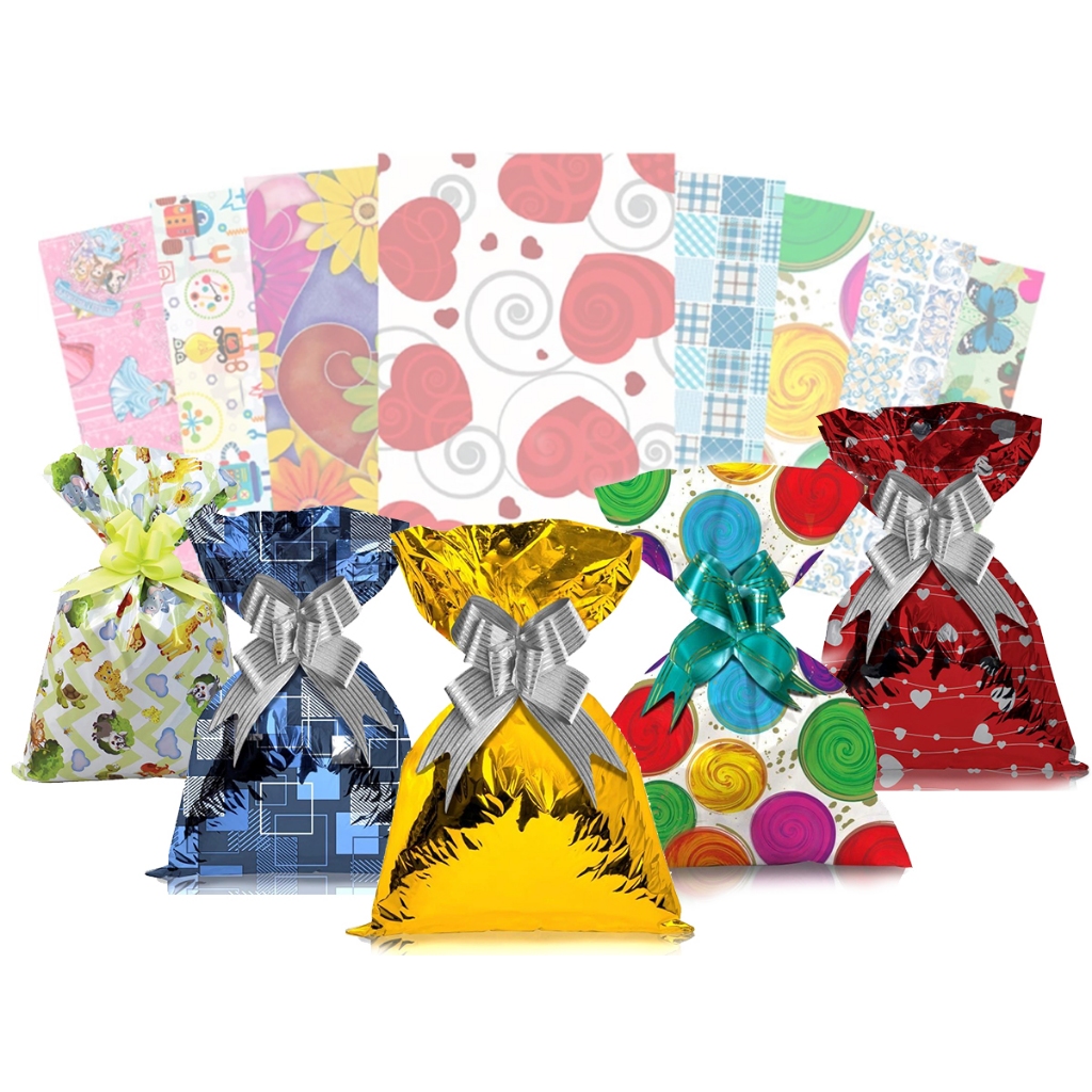 EMBALAGEM DE PRESENTE METALIZADO 60X90 25 UNIDADES