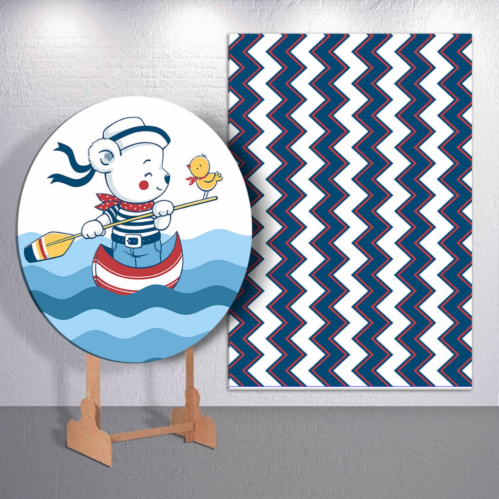 Ursinho Marinheiro no Comando! Capa de Retangulo para Decoração de Festa Especial Kit Ou Avulso