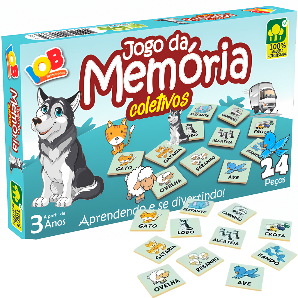 Jogo da Memória Coletivos 24 peças Madeira Brinquedo Infantil Educativo Pedagógico Escolar Didático em Oferta na Shopee
