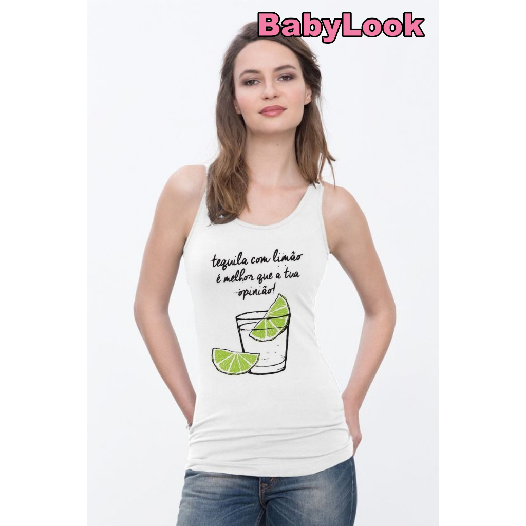 Camiseta Regata Feminina Babylook Tequila e Limão Carnaval - No Sense
