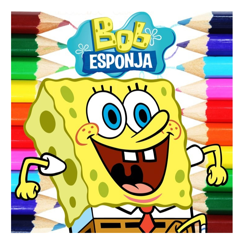 Kit 100/50 Desenhos Para Pintar e Colorir Bob Esponja - Folhas A4 Sulfite Soltas