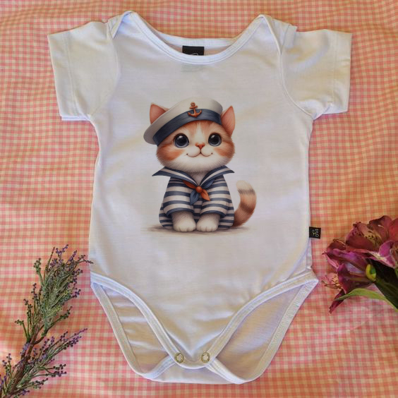 Body de bebê de Gatinho Marinheiro