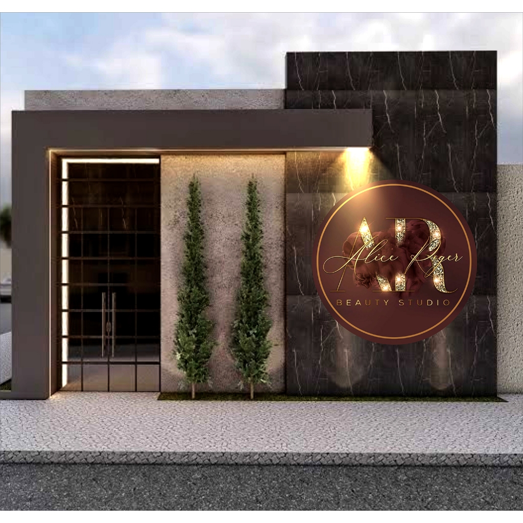 Decoração elegante Logo interna Placa Studio achadinhos Salão de Beleza Fachada studio