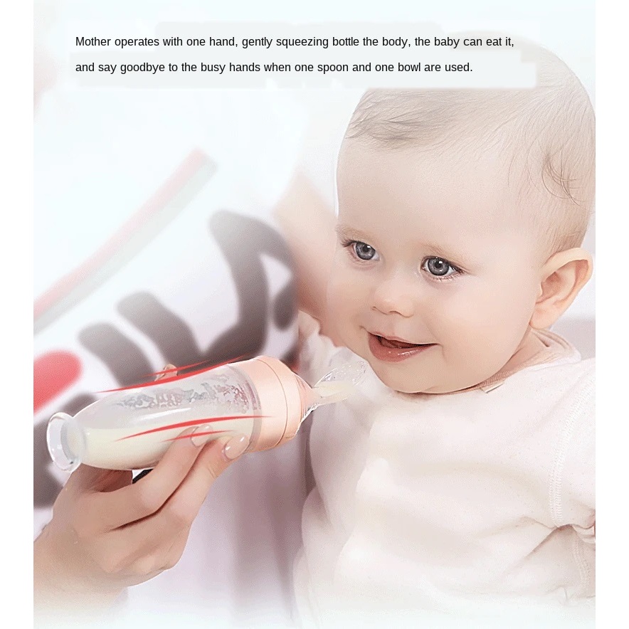 Mamadeira colher dosadora papinha Bebe Silicone 90 ml Bpa Free com ventosa