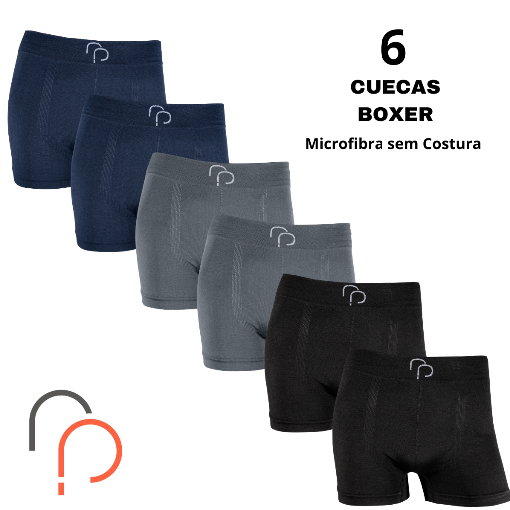 Kit 6 Cueca Box Boxer RP Altomax Microfibra com Elastano Masculinha Sem Costura Sortidas Premium