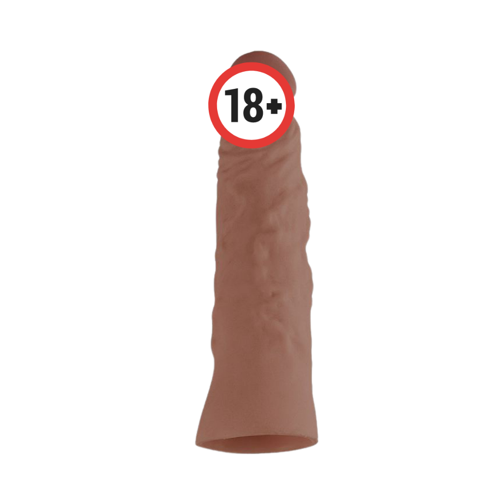 Capa Peniana Grossa com textura realista Cyber 18cm Marrom