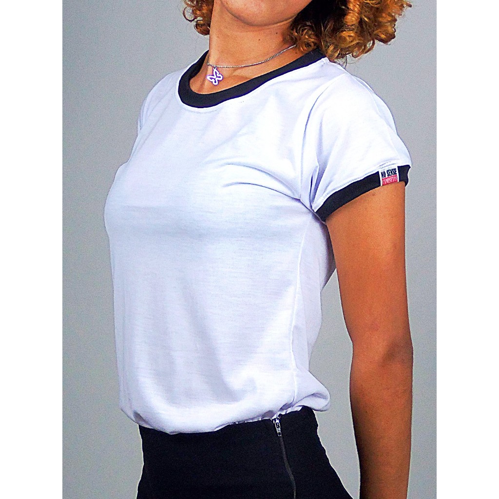 Camiseta Feminina Babylook Ringer Tee Modelo Convencional - No Sense