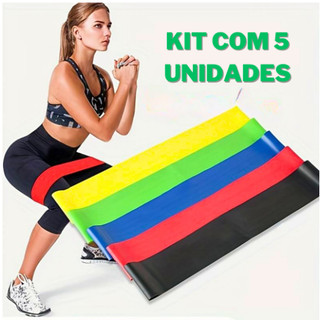 Kit 5 Faixas Mini Band Elásticas Para Exercícios Multifuncional / Yoga / Fisioterapia / T…