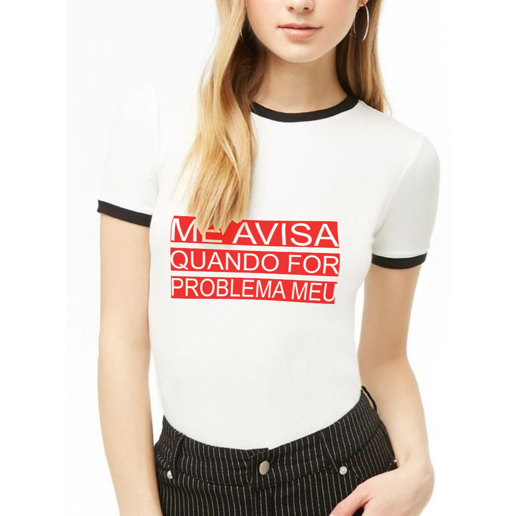 Blusa Babylook Problema Não É Meu Ringer Tee - No Sense