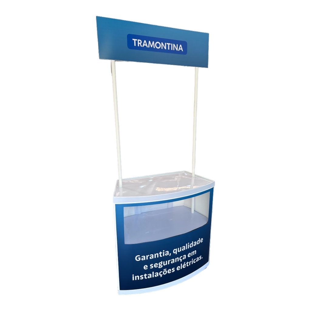 Balcão Promocional PDV com Vitrine + Rodas + Porta + Bolsa e Adesivado com sua Arte