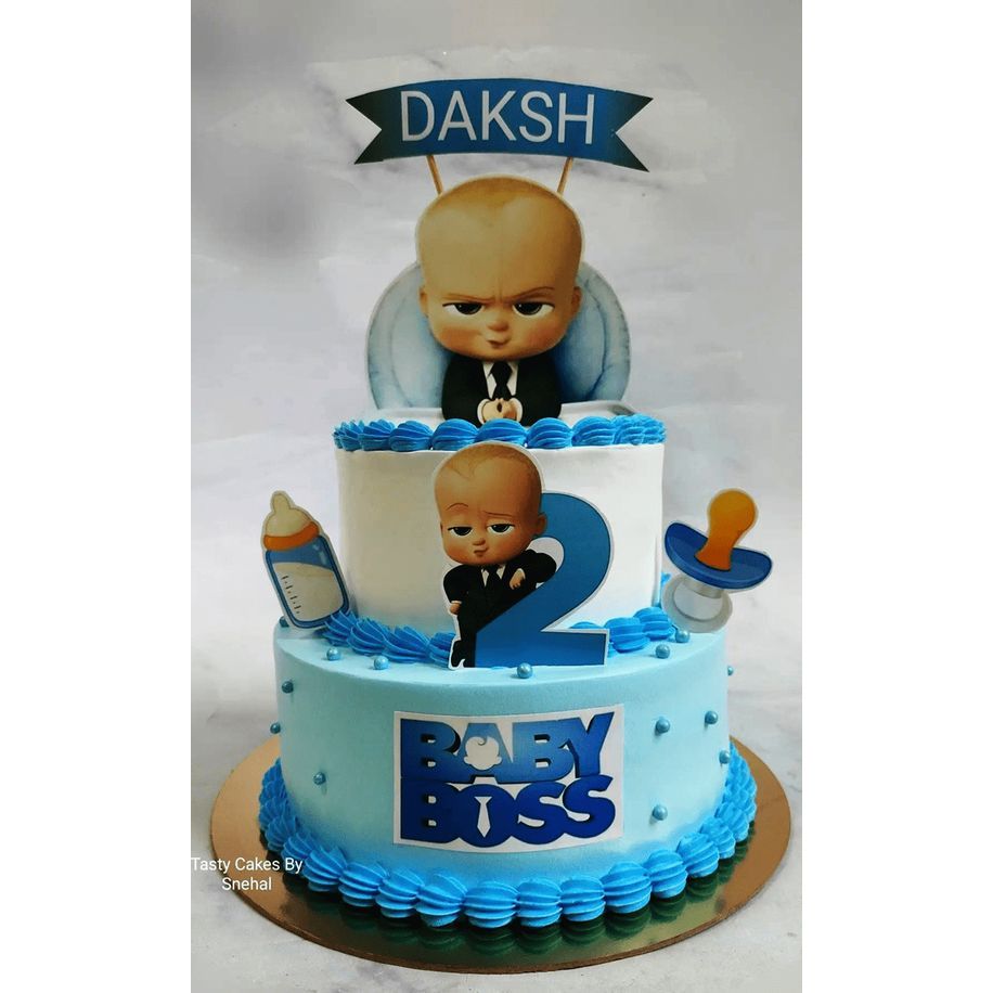 Topo de bolo de festa  aniversário poderoso chefinho - topper mesversário infantil personalizado