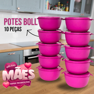 Kit com 10 potes redondo herméticos 1 litro em Oferta na Shopee