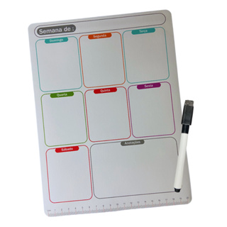 Lousa Magnética Calendario E Caneta Escreve Apaga Planner Imã Geladeira em Oferta na Shopee