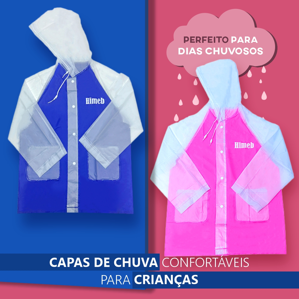 Capa de chuva infantil menino menina com capuz e bolsos CP31A-SKU