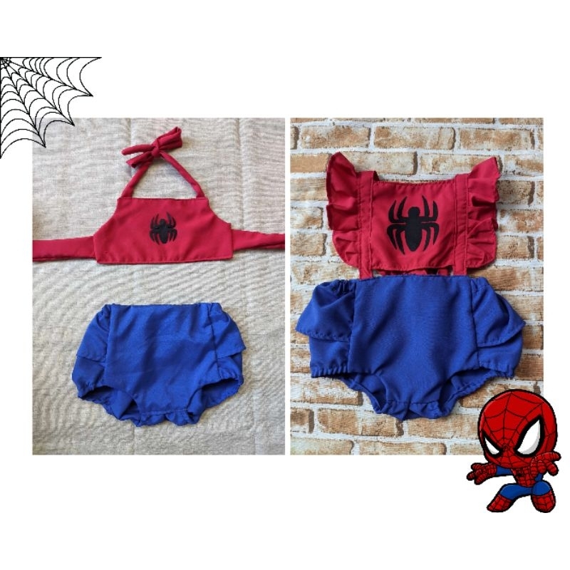 romper jardineira homem aranha feminino bebê infantil fantasia mesversário