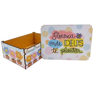 Caixa Organizadoras Presente "Floresça onde Deus te plantar" 23x17x9 cm em Oferta na Shopee