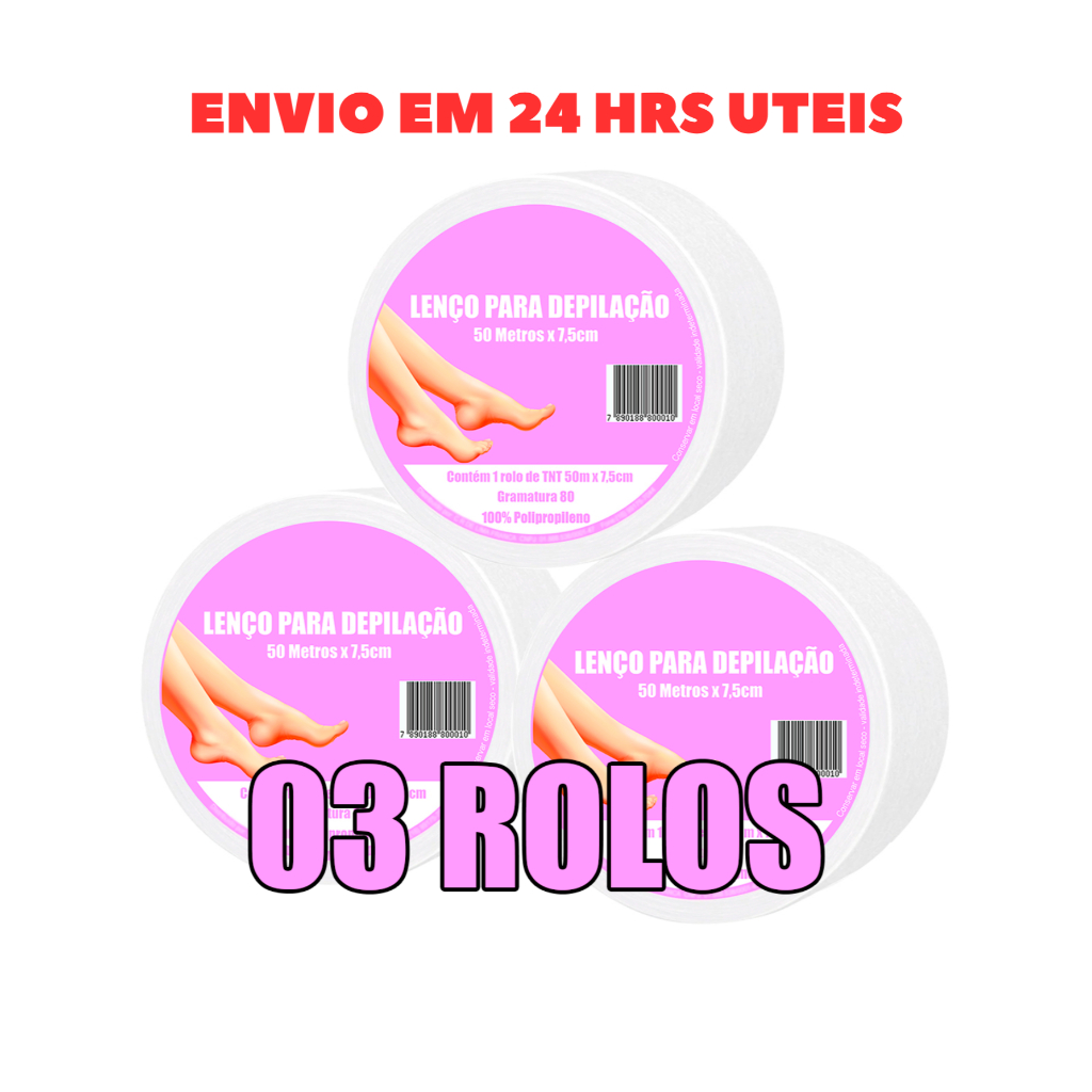 Tnt Para Depilação gramatura 80 - Kit 3 Rolos De 50mts X 7,5cm em Oferta na Shopee
