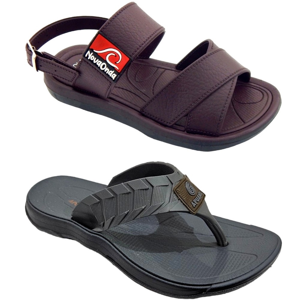 Kit 2 Pares Sandalia Infantil Masculino NOVA ONDA + Chinelo Infantil Menino DEDO FRENTE