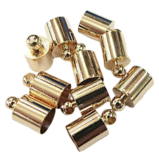 Terminal De Colagem Dourado Tubo 3.5mm/4.5mm (10Pçs)