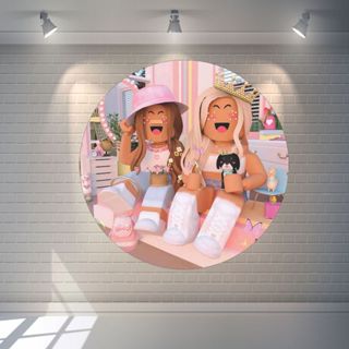 Painel em Lona Redondo Festa Roblox Menina em Oferta na Shopee
