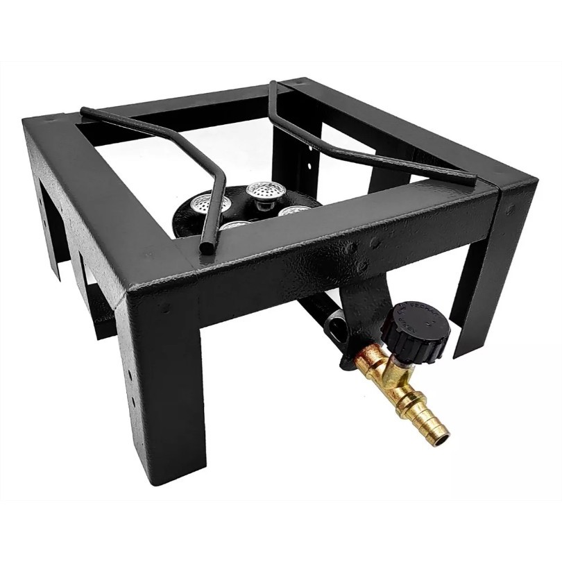 Fogão Suzan Black Fogareiro 1 Boca Queimador 4 Caulins Alta Pressão