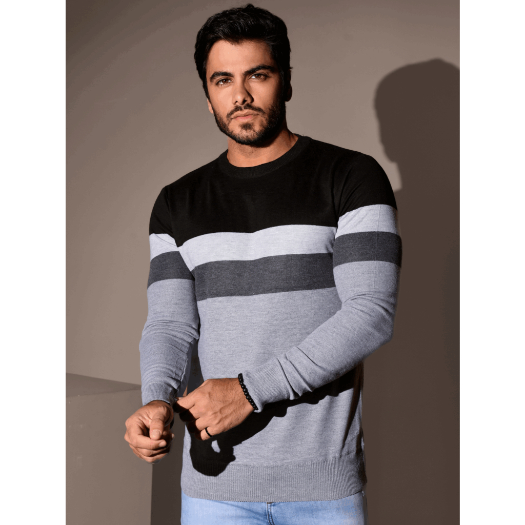 Blusa Frio Masculino Suéter Modal Listrada Gola Redonda Inverno 3RD SD361
