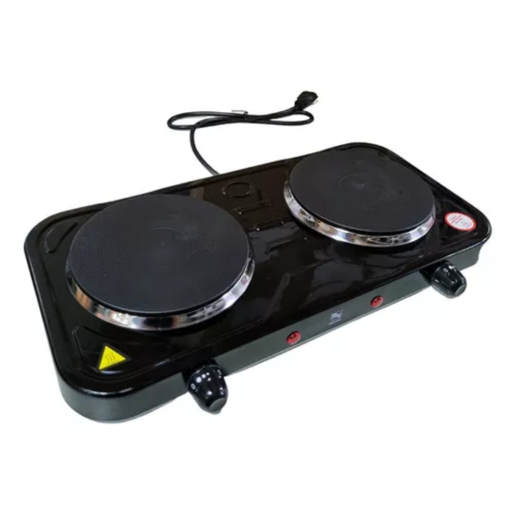 Fogareiro 2 Bocas Disco Fogão Elétrico 2000 Watts Cooktop Panela Camping Viagem lazer