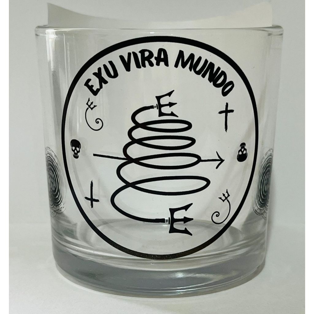 COPO DE BEBIDAS EXU VIRA MUNDO 260ML VIDRO - UMBANDA KIMBANDA CANDOMBLÉ