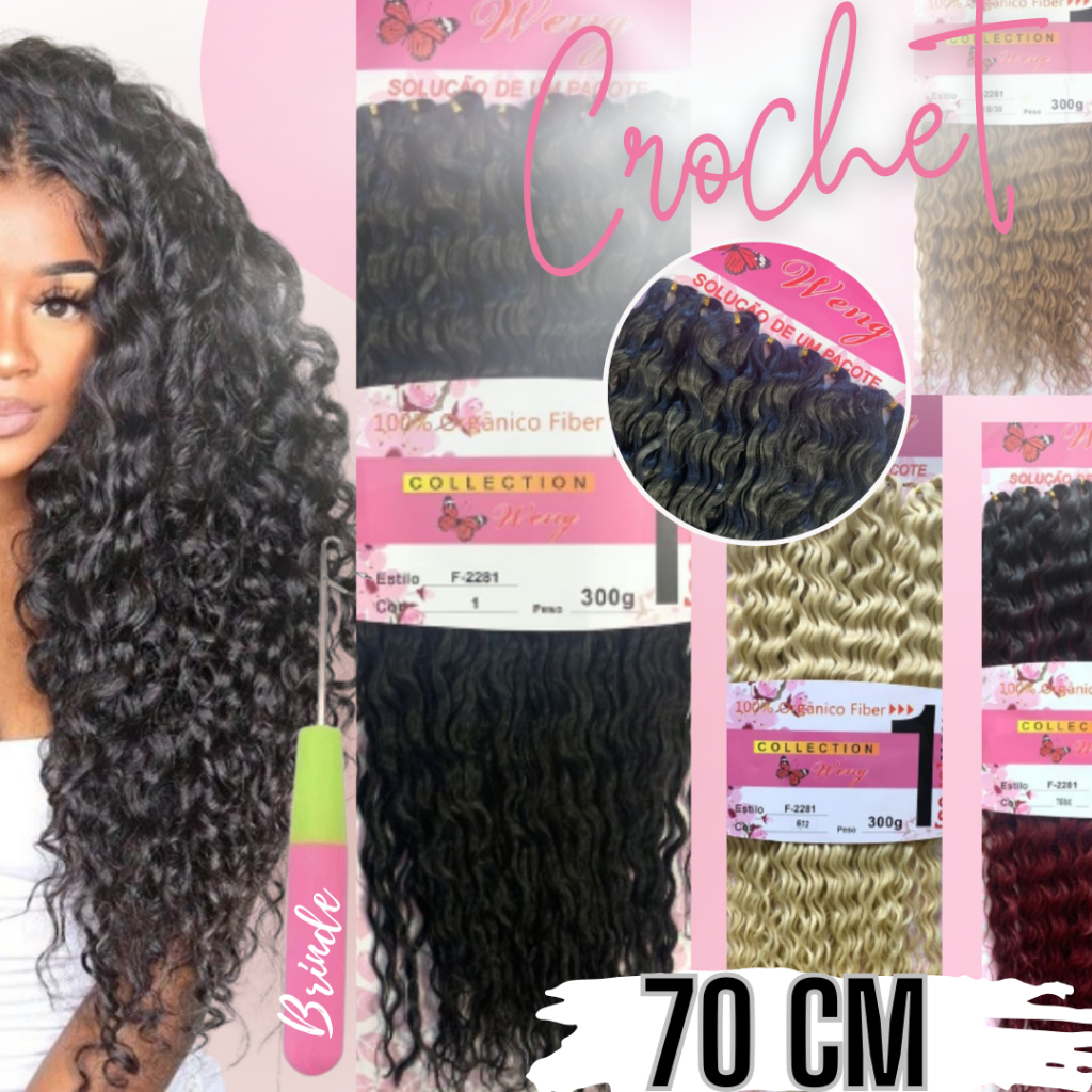 2 Cabelos Idêntico ao Humano Para Crochet Braid 8 Mechas e Agulha