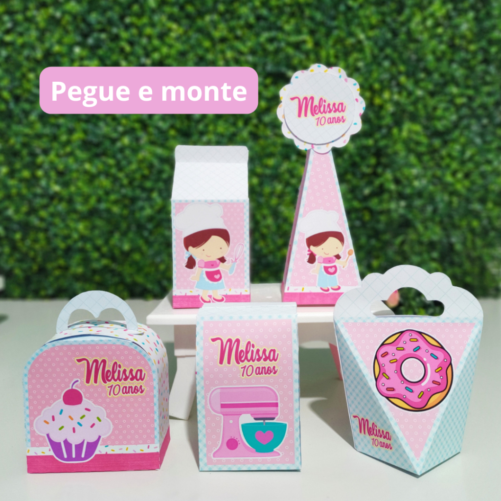 Personalizados Confeitaria/ Doceria / Donuts Lembrancinha Aniversário / Caixinhas / PEGUE E MONTE
