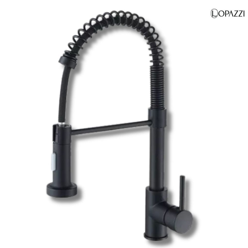 Torneira Gourmet para Cozinha Bancada Monocomando Extensível com Acionamento Botão - Preto Fosco