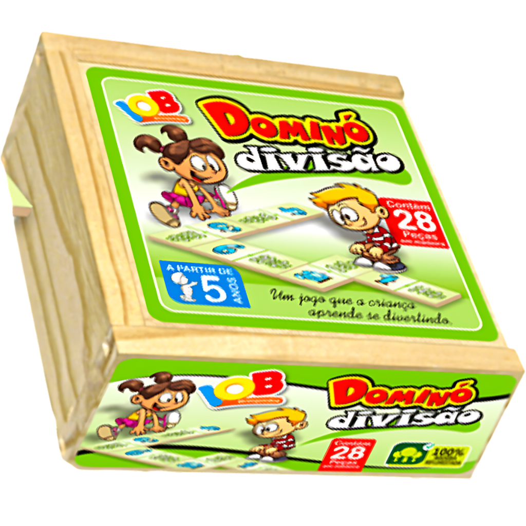 Jogo Dominó Divisão 28 Peças Em Madeira Aprendendo Matemática Pedagógico Educativo Infantil Escolar